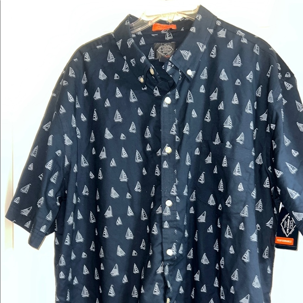 St. John's‎ Bay Blue Casual Button Down Shirt Nautical Design
